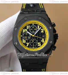 A2617 42 A3126 BumbleBee Automatic Mens Watch PVD All Black Yellow Inner Number Markers No Chronograph Leather Strap Puretime E252