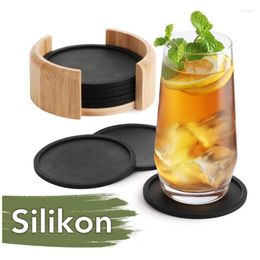 Table Mats 1pcs Round Heat Resistant Silicone Mat Drink Cup Coasters Non-slip Pot Holder Placemat Kitchen Accessories