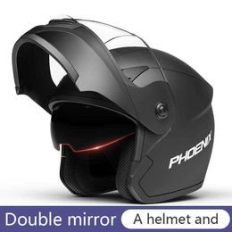 Cycling Helmets Male and female electric car motorcycle helmet four Seasons universal double rear-facing open face helmet double mirror safety T221107