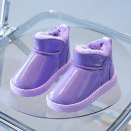 Boots Baby Girls Casual Snow Versatile Winter Korean Style Purple Simple Waterproof Kids Fashion Boys Round-toe Ankle 221116