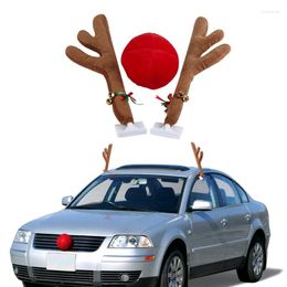 Interior Decorations Car Sticker Reindeer Antlers Nose-window Roof-top Grille Rudolph Jingle Bell Christmas Costume Auto Decoration