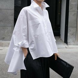 Women's T Shirts Yeezzi 2022 Casual Fashion Cropped Shirt Loose Blouse Stand Up Collar Top Cape Long-Sleeved Irregular Oversized T-Shirt