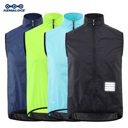 Men's Vests KEMALOCE Cycling Wind Navy Blue Men Sleeveless Bicycle Gilet Black Lightweight Outdoor proof MTB Sports 221116
