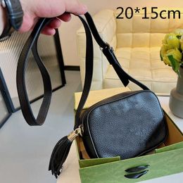 Cosmetic Bags Cases Woman Soho Disco 308364 Bags designer bags Genuine Leather camera crossbody bag luxury handbag Soft Flaps Emboss Letters Fringed Tassel 2022