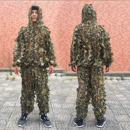 Hunting Sets Men Women Kids Outdoor Ghillie Suit Camouflage Clothes Jungle CS Training Leaves Clothing Pants Hooded Jacket 221116