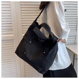 Evening Bags CGCBAG Simple Solid Women Canvas Shoulder Bag Large Capacity Designer Handbags Casual Commute Tote Woman Harajuku Shopper