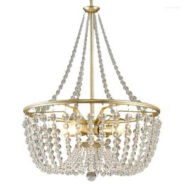 Pendant Lamps American Retro Wrought Iron Crystal Lights High-end Living Room Duplex Stairs Antique Old Lamp ZP7151609