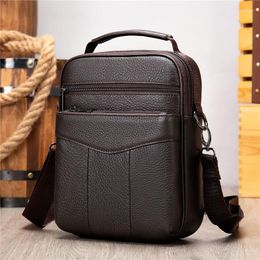 Briefcases Men's Cowhide Vintage Business Briefcase Genuine Leather Vertical Handbag Male Luxury Shoulder Tote Bag Crossbody Mens 2022