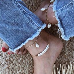 Anklets European American Cross-border Fashion Letter Shell Double-layer Foot Chain Beach Resort Accessories Wholesale