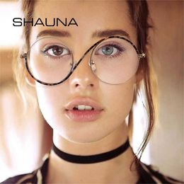 Sunglasses Frames SHAUNA Retro Semi-Rimless Round Women Metal Glasses Frame Fashion Men Optical Clear Anti Blue Light Eyeglasses Frames T2201114