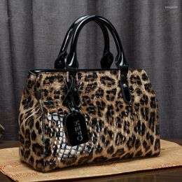 Evening Bags Fashion Pure Cowhide Leopard Print Women's Bag Portable Handbags Big Genuine Leather 2022 Women