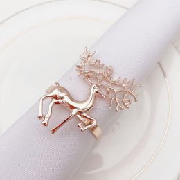 Christmas Decorations Alloy Reindeer Napkin Ring Holders Xmas Table Decoration For Home Wedding Restaurant Party Dinner Decor RRA610