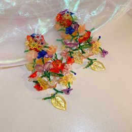 Dangle Earrings Jaeeyin 2022 Fall Arrive Cute Romantic Flowers And Plants Leaf Pastoral Style Hyperbole Pendant Hand Made Colorful