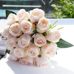 Decorative Flowers Wedding Bouquet Rose Artificial For Bride Bridesmaid Flower Home Party Decoration Fake Accessories