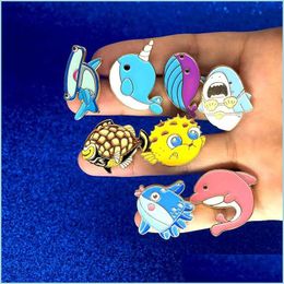 Pins Brooches Enamel Dolphin Shark Fish Brooch Lepal Pins Top Shirts Badge Fashion Jewellery Christmas Gift Drop Delivery Dh6Cz
