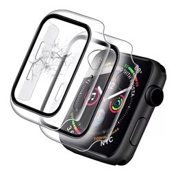 iWatch Case with GLASS Screen Protector for Apple iwatch Series 8 7 6 5 4 3 2 1 Hard Full Coverage Cases 38 40 42 44 41 45 mm