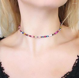 Chains 2022 14 Colours Bohemia Style Small Beaded Necklaces For Women E Girl Short Choker 90s Collares Aesthetic Jewellery Collier Femme