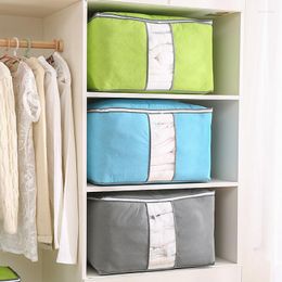 Storage Bags Foldable Large Non-woven Zipper Bag Space Saver Clothes Quilt Blanket Organizer Box Zip Plastic Closet