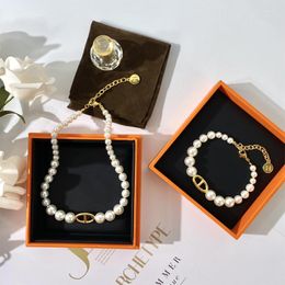 Link Bracelets Bracelet Pig Nose Retro Shell Beads Gradient Size Pearl Letters Simple Temperament Fashion Jewellery