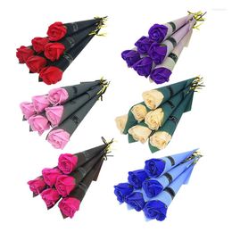 Decorative Flowers 10Pcs Single Rose Simulation Korean Soap Flower Valentine's Day Gift Roses Artificial