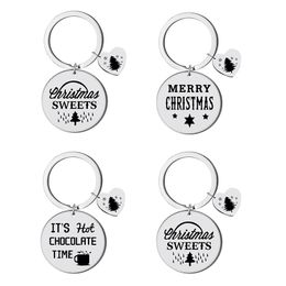 28MM Stainless Steel Keychain Pendant Christmas Keychain Keyring XMAS Gift For Family