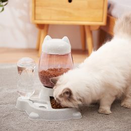 Dog Bowls Feeders 2 2L Pet Cat Automatic Feeder Bowl for s Drinking Water 528ml Bottle Kitten Slow Food Feeding Container Supplies 221114