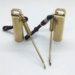 Latest COOL Gold Smoking Brass Herb Tobacco Spice Miller Storage Stash Bottle Portable Hand Rope Mini Dabber Spoon Snuff Snorter Sniffer Snuffer Seal Tank DHL