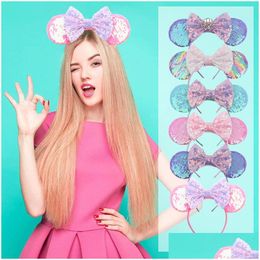 Party Decoration Sublimation Decoration Fashion Ears Headband Women Festival Hairband Sequins Hair Bows Character For Girls Accessor Dhpu5