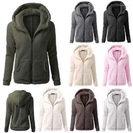 Women's Fur 2022 Women's Winter Warm Faux Women Hooded Jacket Plush Hoodie Zipper Sweatshirt Fleece Autumn Coat Tops