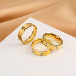 Love Ring Designer Rings Carti Band Ring 3 Diamonds Women Men Luxury Jewelry Titanium Steel Gold-Plated