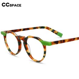 Sunglasses Frames 54583 Fashion Brand Vintage Acetate Round Frame Patchwork Colour Print Women's Literary Frames with Optical Lenses T2201114
