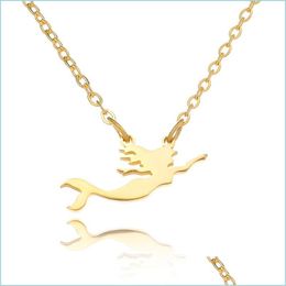 Pendant Necklaces Stainless Steel Mermaid Necklace Rose Gold Chains Pendant Women Necklaces Fashion Jewellery Gift Drop Delivery Pendan Dhluc