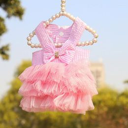 Dog Apparel Cute Puppy Clothes Pink Dress Universal Dogs Chihuahua Stripe Skirt Cat Princess Wholesale