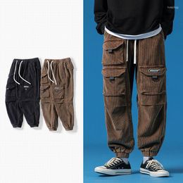 Men's Pants ERENEJIAN Men&#39;s Corduroy Cargo With Multi Pockets Hi Street Oversized Hip Hop Harem Joggers Sweatpants Trousers