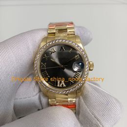 With Box Women's Watch Ladies 31mm 18k Yellow Gold Sapphire Glass Roman Dial Diamond Bezel Bracelet 904L Steel CAL.2836 Movement Automatic Watches
