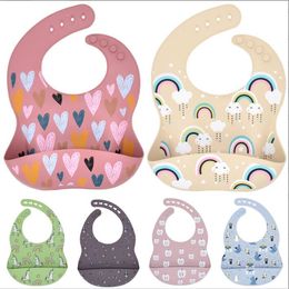 Baby Bibs Silicone Food Grade Burp Cloths Feeding Newborn Waterproof Eating Bibs Infant Tableware Kids Maternity Tools Polka Dot Animal Printed BC169