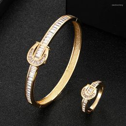 Necklace Earrings Set Zlxgirl Jewellery T-shaped Zircon Belt Bangle And Ring For Women Wedding Bridal Bracelet Anel Aneis