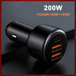 200W Car Charger 100W SFC Fast Charging 65W Supervooc 2.0 PD 36W Quick Charge For iPhone 13 Huawei Honour OPPO Realme OnePlus Car-charge Automotive Electronics Free ship