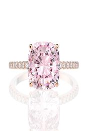 Anello di diamanti in zaffiro rosa 18k in oro rosa 925 anelli da matrimonio per feste in argento sterling per donne gioielli fine7990287