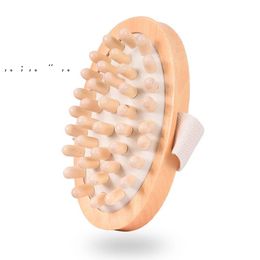 Wooden Massager Body Brush Hand Held Cellulite Reduction Portable Relieve Tense Muscles Natural Wood Head Scalp Massage Tool RRC346