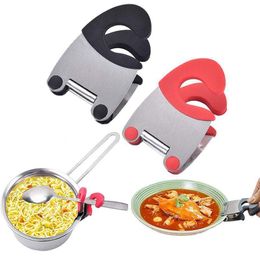 Cooking Utensils Anti scalding Pan Side Scoop Clamp Stainless Steel Pot Edge Shovel Clip Spoon Rests Spatula Soup Fixing 221114