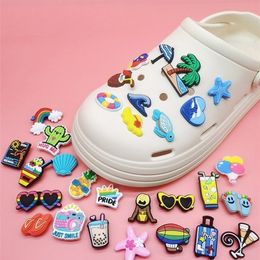 Shoe Parts Accessories Beach Theme PVC Decorations Clog Garden s Charm Funny Buckle Croc Pins Ornaments Adult Kids Gifts 221116