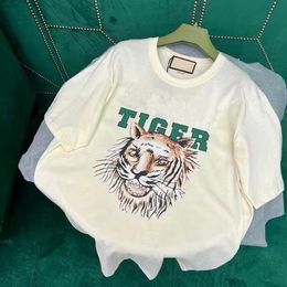 Tiger Design Men's T-Shirt Letter Style Tops Pullover Tees Short Sleeve Loose Casual T Shirts Couple Streetwear Tops