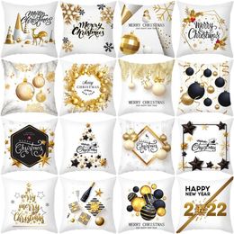 Christmas Decorations 45cm Chrismas Cushion Cover PillowCase Decoration For Home 2022 Navidad Xmas Noel Cristmas Ornament Year Gift 2023