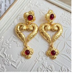 Necklace Earrings Set Gold Plated Sweep Shoulder Coloured Glaze Preserving Medieval Vintage Stud Retro Fashion Big Complex