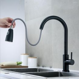 Bathroom Sink Faucets Kitchen Faucet Two Function Single Handle Pull Out Mixer And Cold Water Taps Black