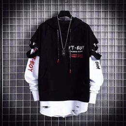 Mens Hoodies Sweatshirts Men Autumn Emo Gothic Alt Black Japanese Streetwear Hoodie Sweatshirt Techwear Hip Hop Harajuku Goth Tops 221117