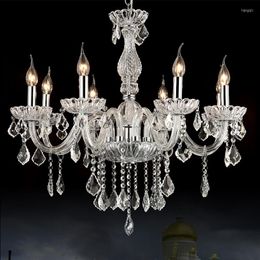 Chandeliers 8 Lights Suspension Lighting Bohemian Crystal Chandelier Candle Dining Room Modern Glass