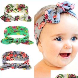 Headbands Print Flower Hair Band Rabbit Ear Headband Bow Knot Baby Head Bands Headwrap Children Headwear Drop Delivery Jewellery Hairje Dhpdq