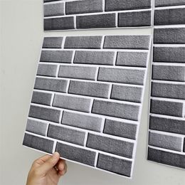 Wall Stickers 3D Sticker Brick Pattern paper PVC Imitation Panel Selfadhesive pegatinas de pared For Living Room 221116